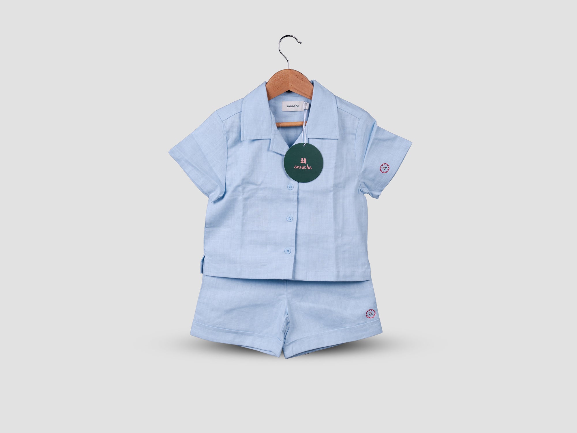 Powder Blue Linen Blend Co-ord Set