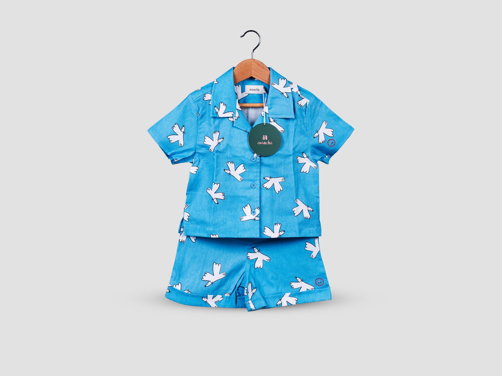 Blue Birds Line Blend Co-ord Set
