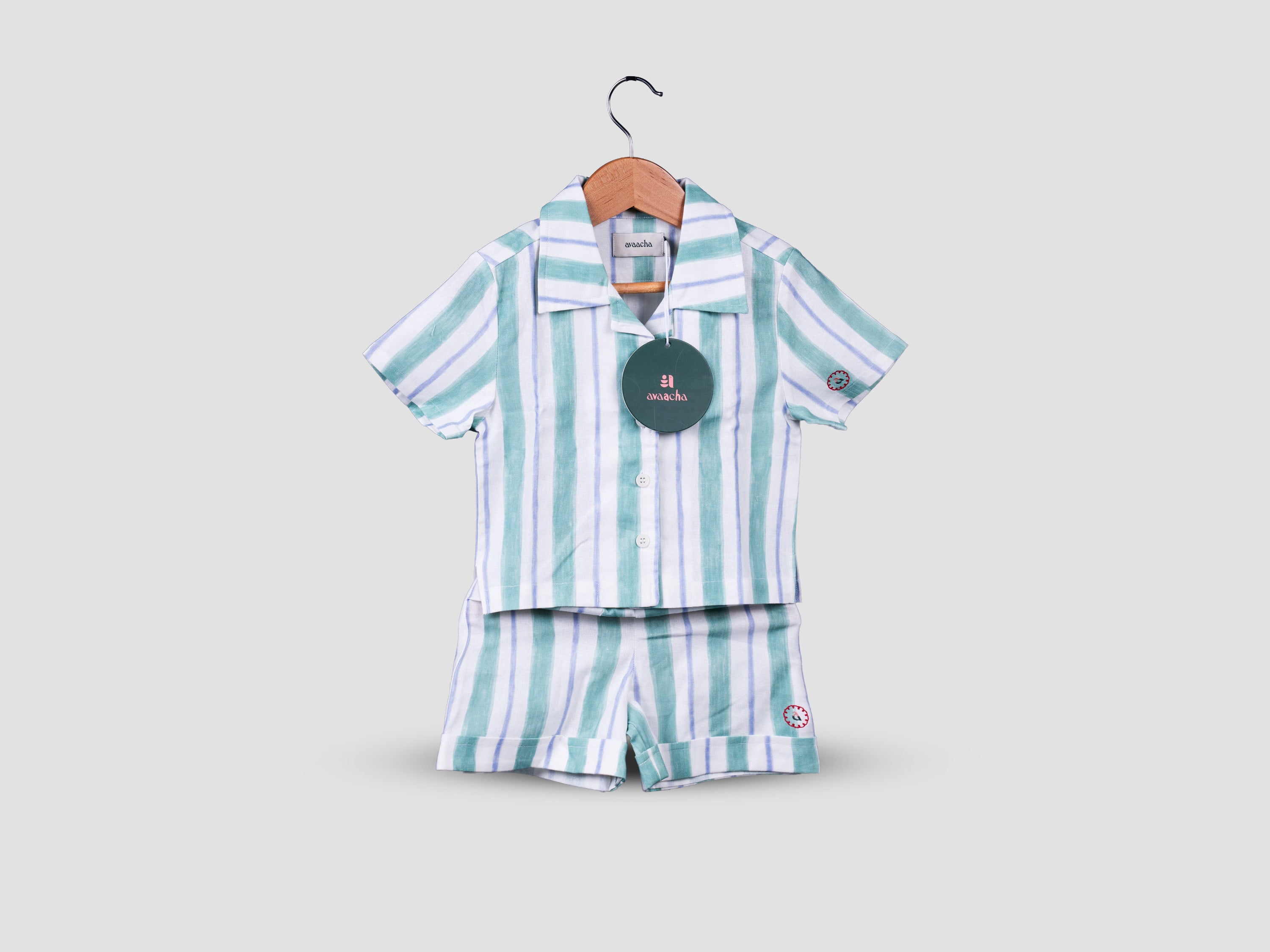 Stripe Green Linen Blend Co-ord Set