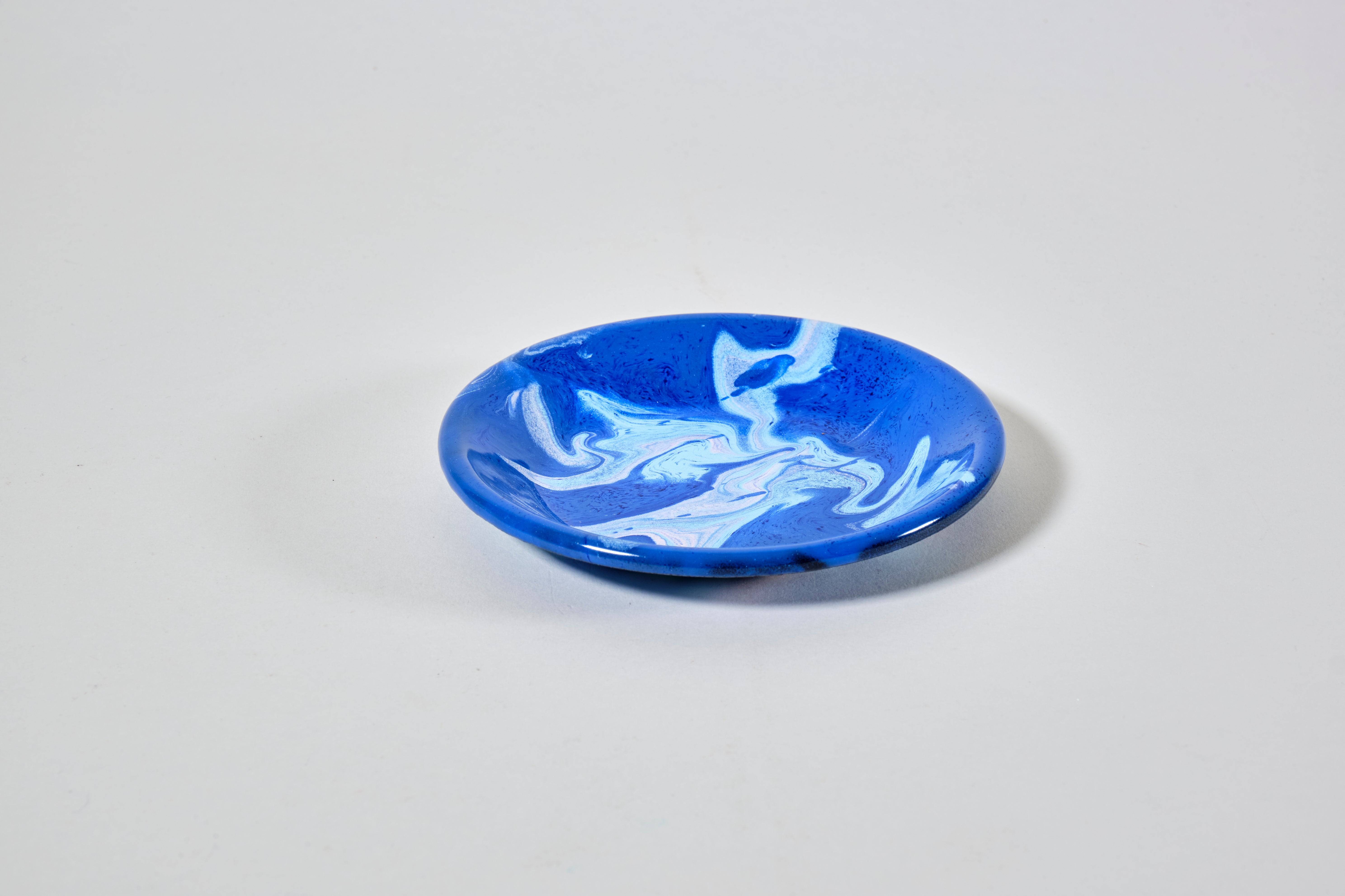 Marble Sauce Plate - Cobalt