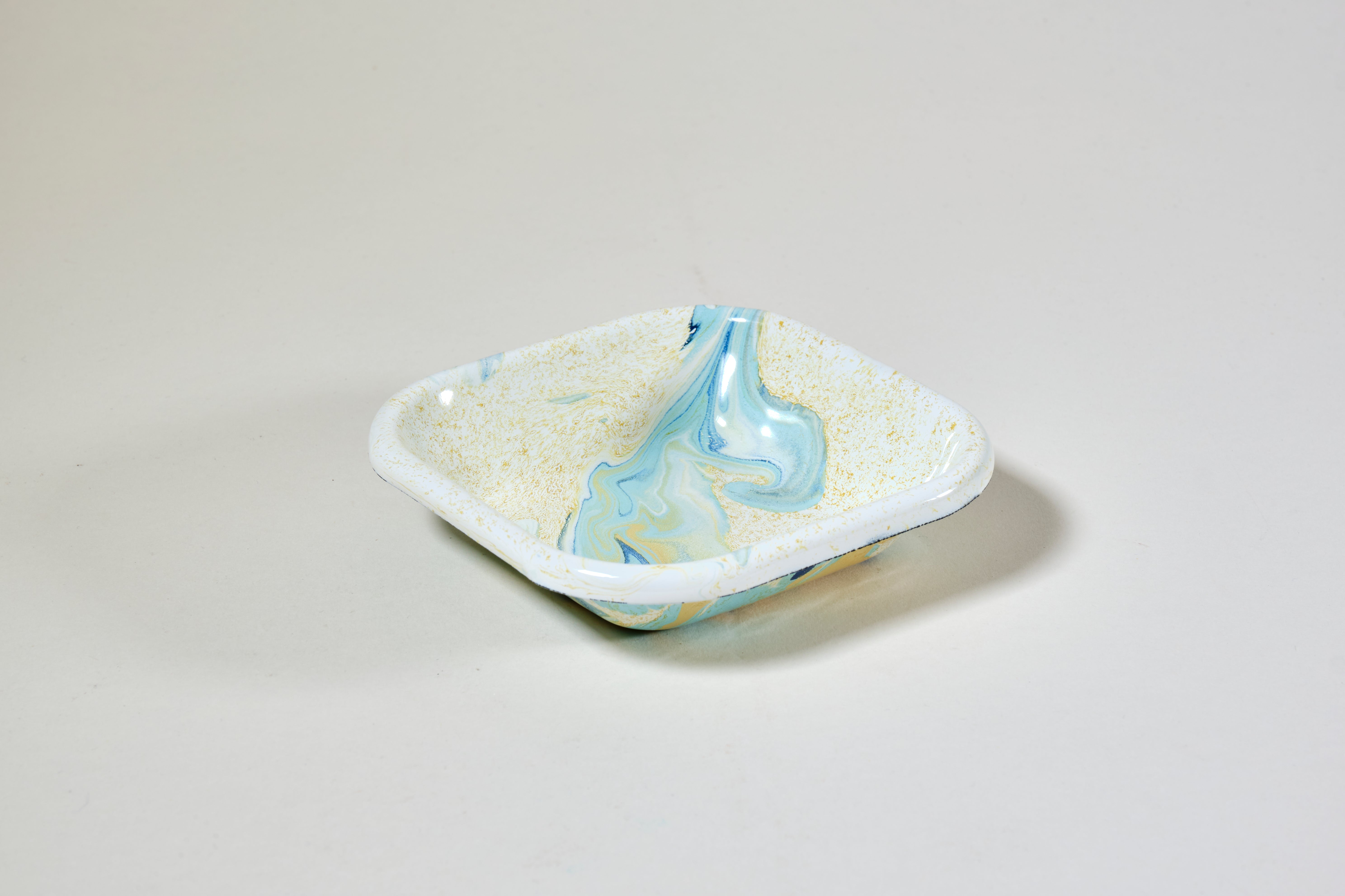 Marble Square Plate - Lemon Cream