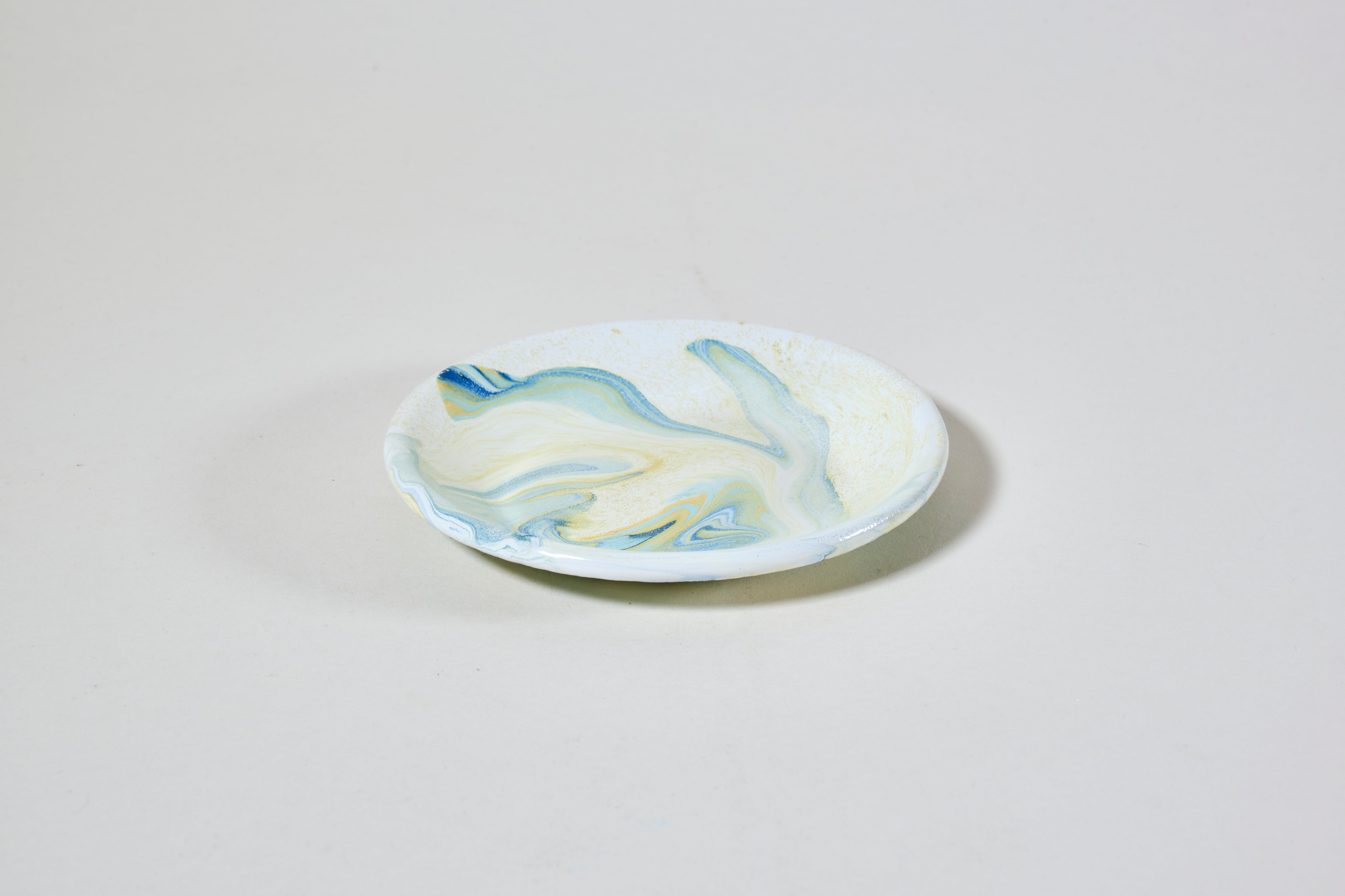 Marble Sauce Plate - Lemon Cream