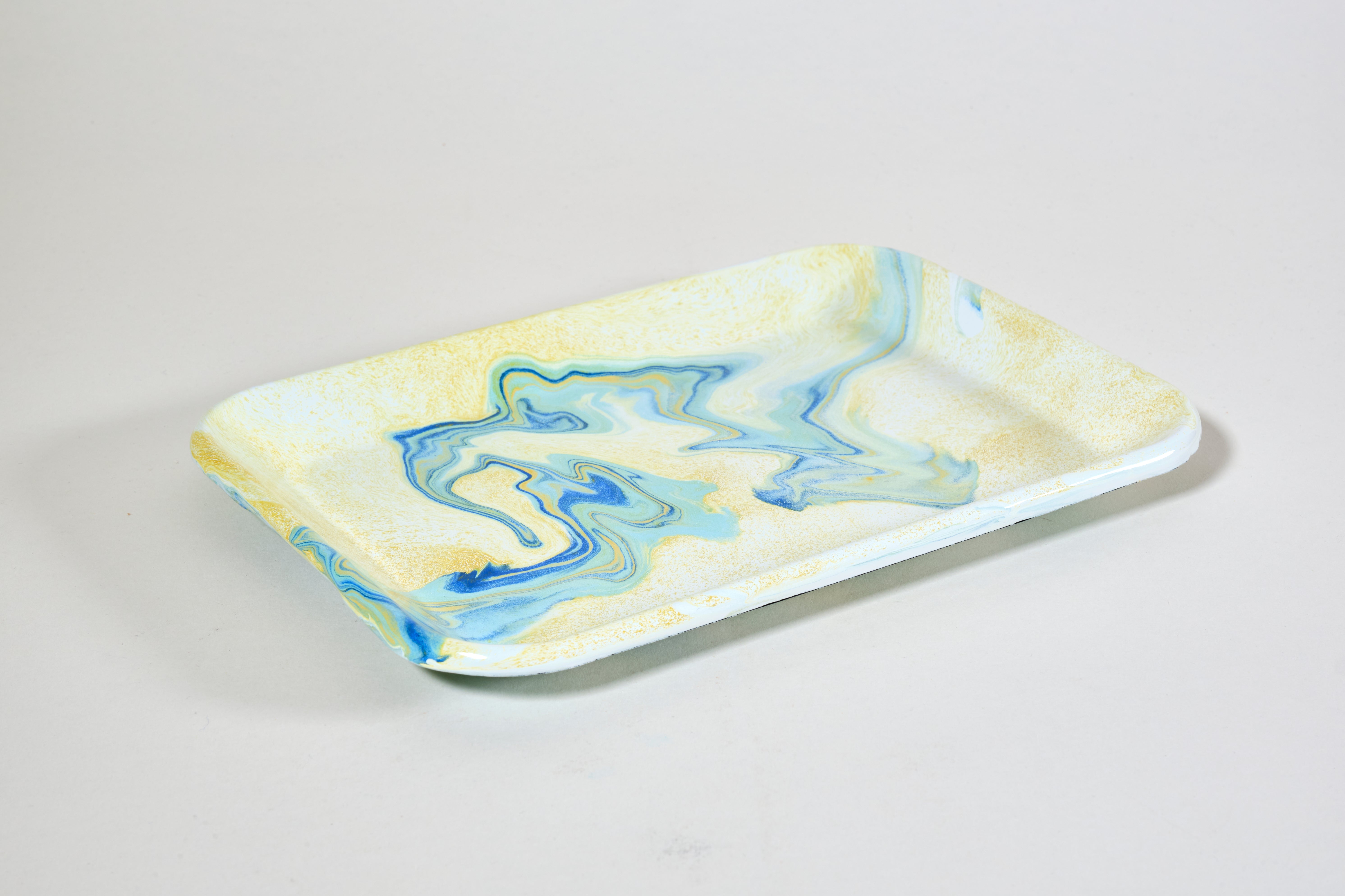 Marble Rectangular Tray - Lemon Cream