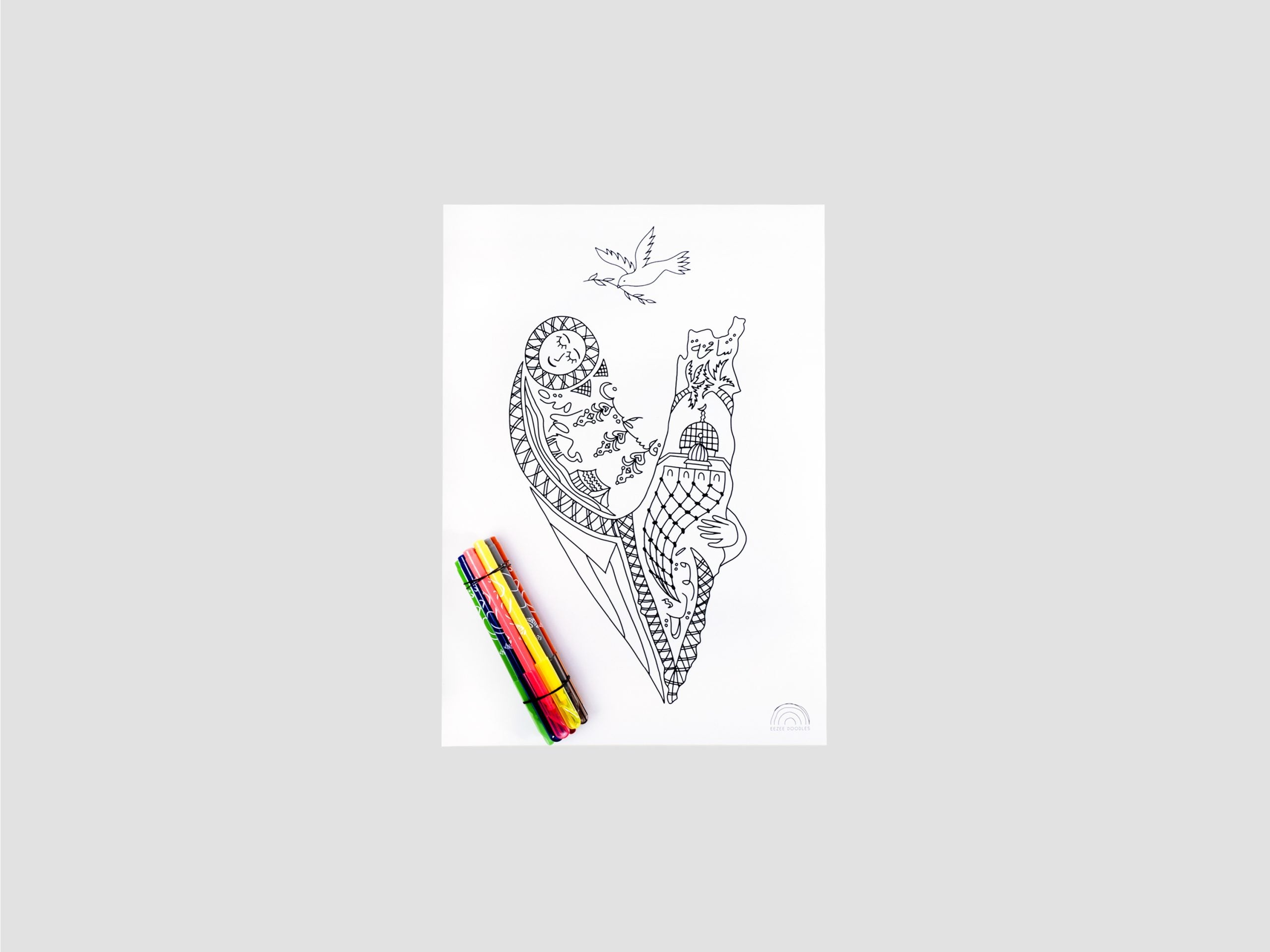 Beloved Palestine Colouring Poster